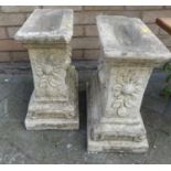 A pair of reconstituted stone garden bench pedestals only, each height 41cm