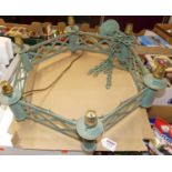 A pierced and painted metal hanging six light electrolier