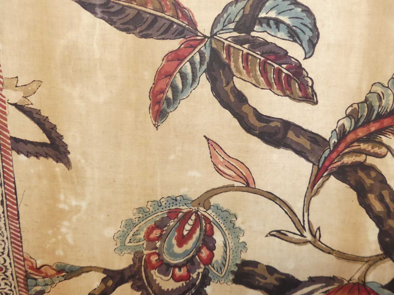 A large pair of probably Japanese early 20th century framed linen fabric panels, each painted with - Image 4 of 21