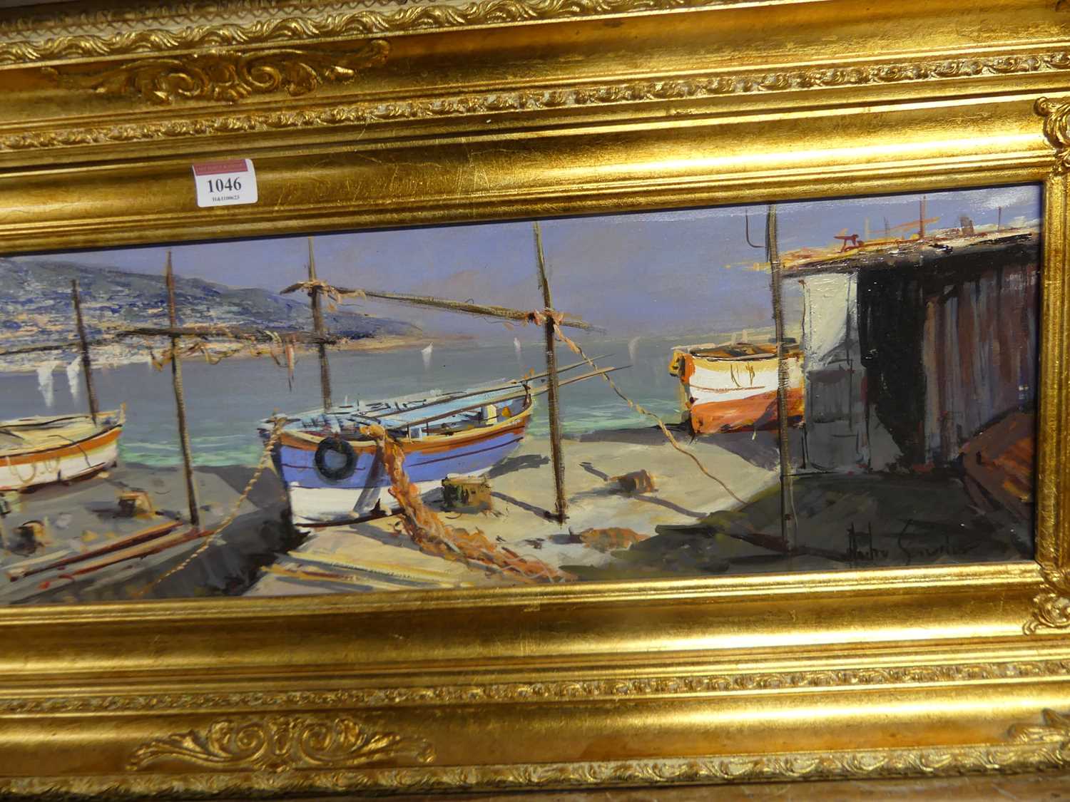 Andrea Savino - Italian coastal scene, oil on canvas, signed lower right, 20 x 80cm - Image 3 of 6