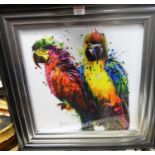 After Patrice Murciano - Parrots, heightened print, 38 x 38cm