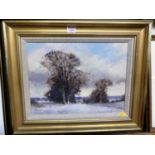 Owen Walters - Winter in Norfolk, oil on board, signed lower right, 30 x 40cm