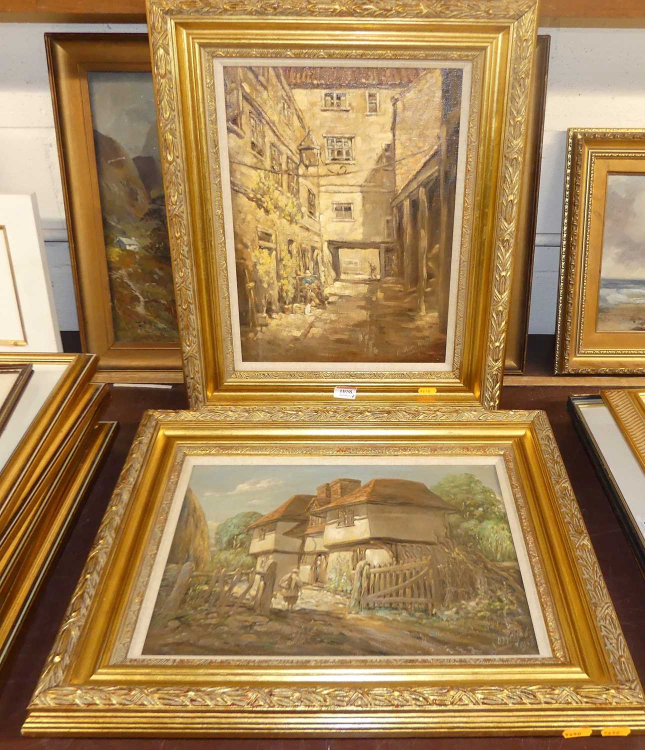 C Wright - Yard in King Street, Norwich, oil on canvas board, signed lower right, 39x29cm, and one