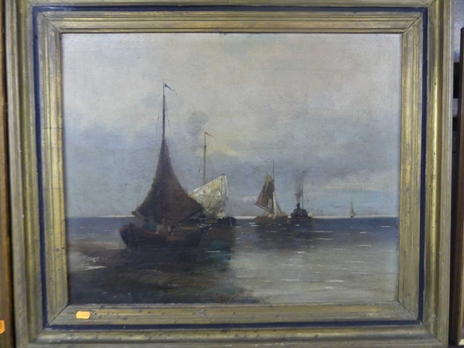 William Bradley Lamond (1857-1924) - Sailing barges on calm waters, oil on canvas, both signed lower - Image 3 of 9