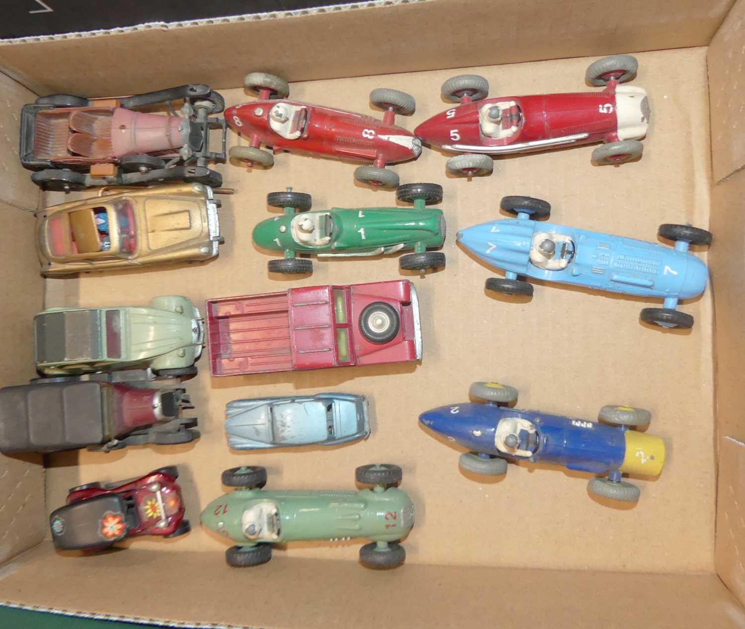 A quantity of mixed playworn and repainted diecasts to include Dinky Toys and others