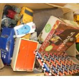 A quantity of various mixed toys to include tinplate, Hornby 0 gauge, 1/32 scale slot racing and