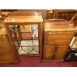 An Edwardian mahogany ledge back single door china display cabinet, width 64.5cm (lacking