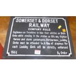 A reproduction cast iron railway notice sign, 29 x 40cm
