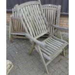 A set of six slatted teak folding X-frame picnic chairs, each width 58.5cm