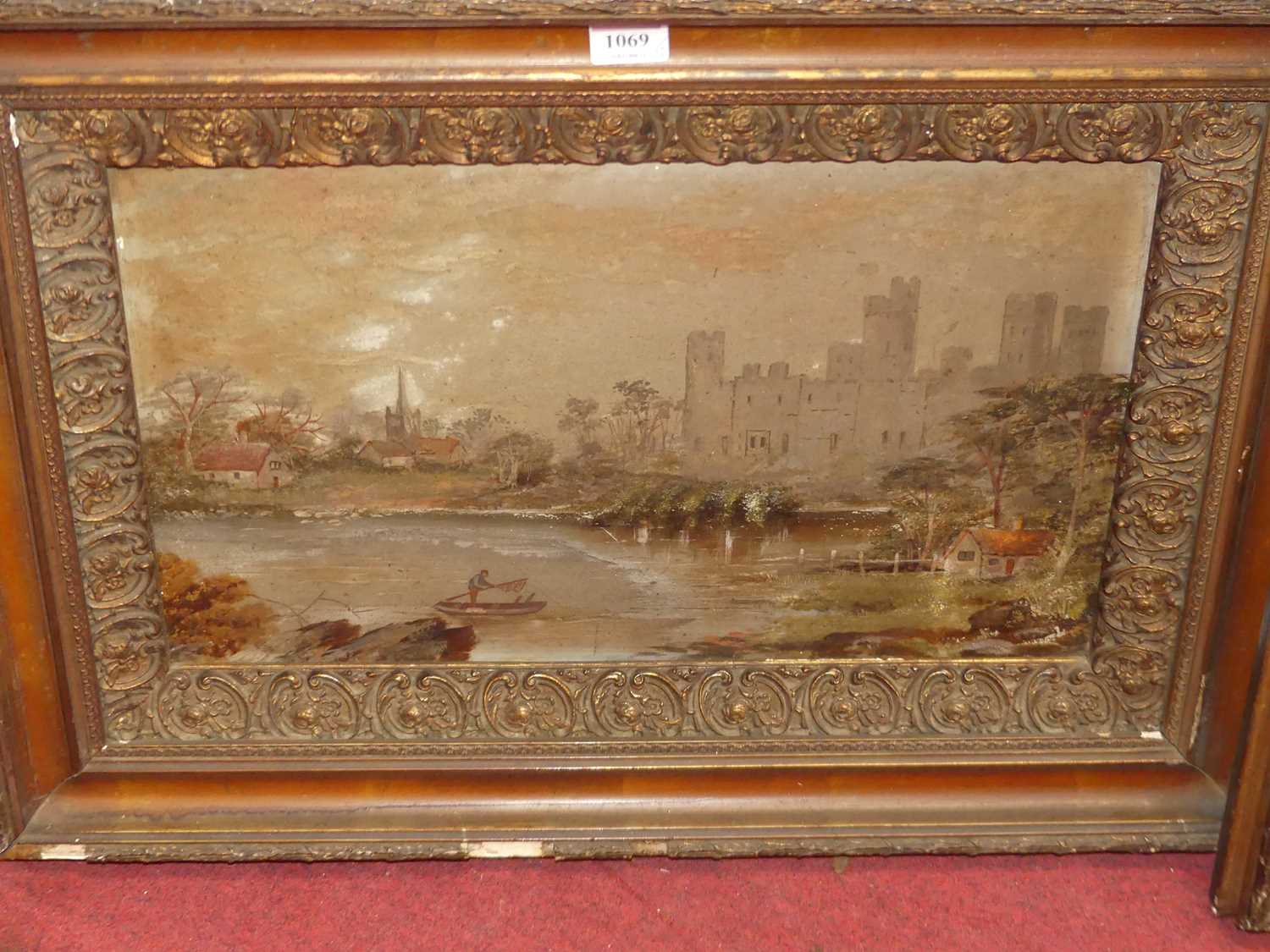 A pair of 19th century oil paintings on slate; river landscape scene and deer within a landscape - Image 3 of 4