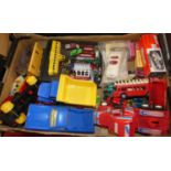 A quantity of mixed diecast, plastic and tin plate toys, to include a white metal Somerville model