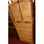 Contemporary pine bedroom furniture to include; round cornered chest of five long drawers, width