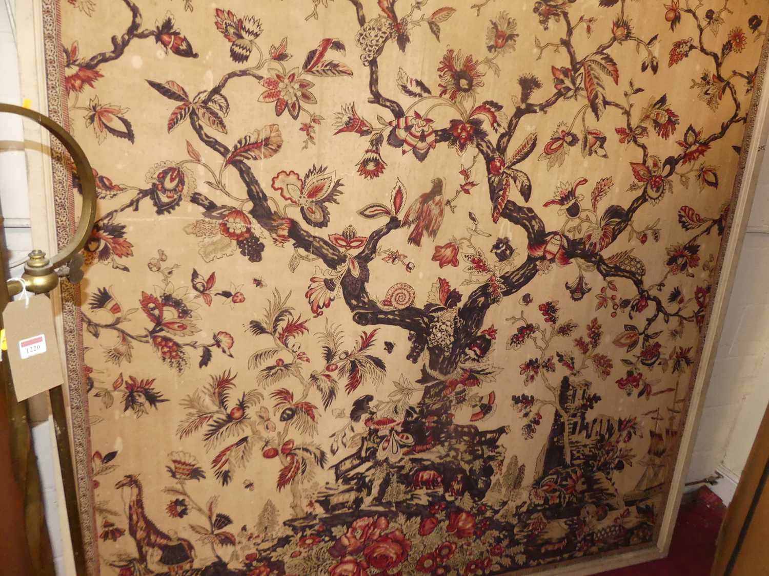 A large pair of probably Japanese early 20th century framed linen fabric panels, each painted with - Image 2 of 21