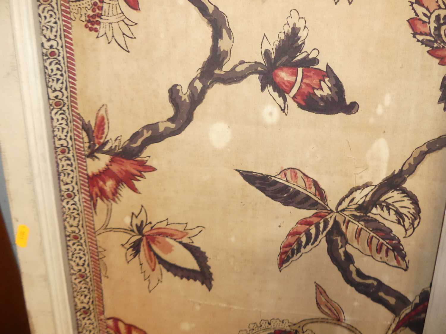 A large pair of probably Japanese early 20th century framed linen fabric panels, each painted with - Image 7 of 21