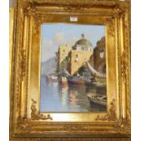 Giuseppe Schioppa - Continental harbour, oil on canvas, signed lower right, 39 x 29cm