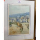 Lewis Mortimer - Cornish village scene, watercolour, signed lower left, 41 x 30cm