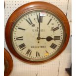 A Victorian mahogany circular wall clock, the white painted dial (with losses) signed Gibson,