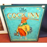 A printed tin sign The Cock Inn, 70 x 50cm