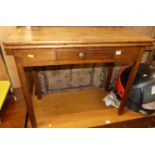 An early 19th century mahogany fold over tea table, with single frieze drawer, width 87cm