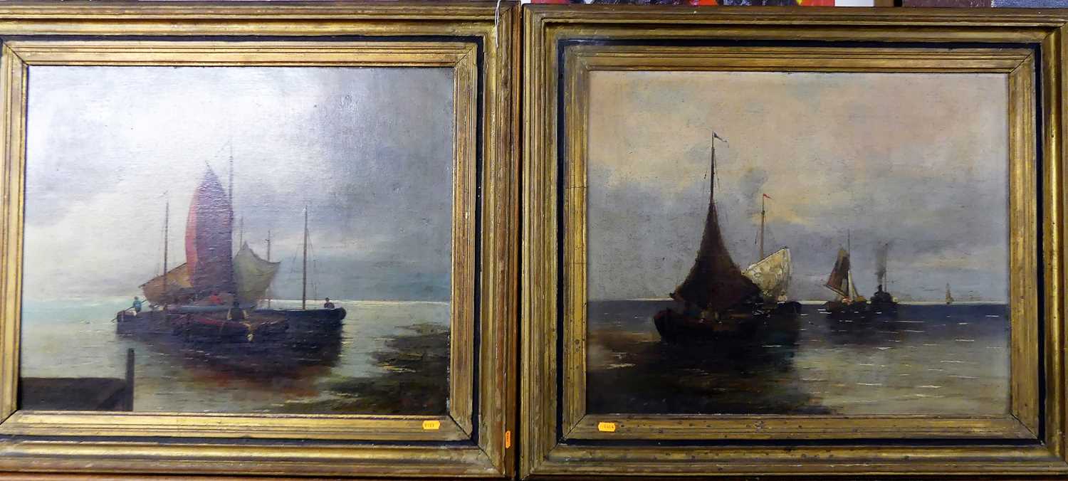 William Bradley Lamond (1857-1924) - Sailing barges on calm waters, oil on canvas, both signed lower