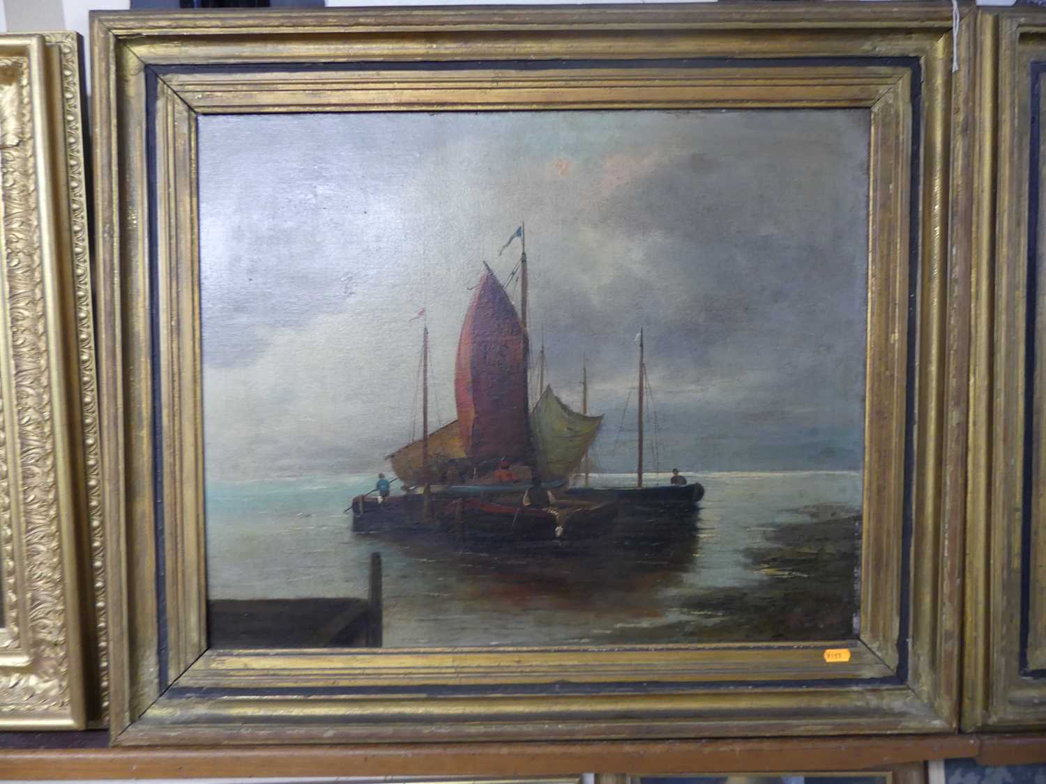 William Bradley Lamond (1857-1924) - Sailing barges on calm waters, oil on canvas, both signed lower - Image 2 of 9