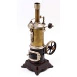 Doll et Cie, stationary vertical steam engine, comprising of hand-painted cast metal base, single