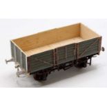 Believed Gauge 1 kit/scratch built 7-plank open wagon. Model not completed – brake gear missing