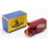 A Matchbox Lesney No. 17 Bedford Removals Van, maroon body, with gold trim, and "Matchbox Removals
