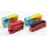 2 Corgi Toys boxed buses comprising No. 468 Routemaster London Bus, red body, with "Corgi Toys"