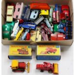 Tray of mixed Matchbox loose and boxed play worn diecasts to include ERF Ever Ready 68G Truck and
