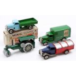 Triang Minic tinplate clockwork model group of 4 comprising a Delivery Van in green with 'Southern