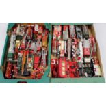 Two trays containing a large collection of mainly 1/43 and 1/50 scale emergency service related