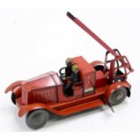 A JEP - Jouet en Paris Toys tinplate and clockwork Fire Engine comprising a red tinplate body with