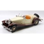 Pocher 1/8th Scale kit built model of a 1935 Mercedes 500K Cabriolet - off white with tan leather