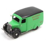 A CJB Models 1/32nd scale white metal model of a Morris Van comprising a green body, with black