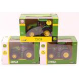 Britains John Deere Spalding Tractor Show Farming Tractor Group, 3 examples, all 1/32nd scale to