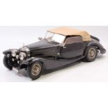 Pocher 1/8th Scale kit built model of a Mercedes 1935 540K Cabriolet - black with tan leather