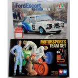 An Italeri No. 3655 1/24th scale Ford Escort RS1800 MkII, together with a Tamiya 1/12th scale