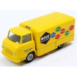 Tekno No. 457 Volvo Express Van comprising a yellow body, cast hubs, clear windows, with 'MUUS'