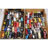 Two trays containing a quantity of mainly 1/43 scale mixed loose diecast to include Schuco, Corgi