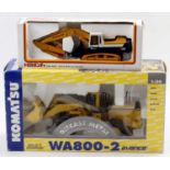 A Joal No.198 1/50 scale model of a Komatsu WA800-2 wheel loader, together with a Tomy Tomica