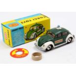 Corgi Toys No. 492 Volkswagen European police car comprising of a dark green and white body with