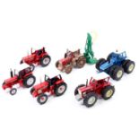 Collection of 6 various Britains and similar 1/32nd scale diecast and later adapted model tractors