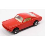 Matchbox Lesney Superfast No. 8 Ford Mustang, red body with a white interior, some light play-