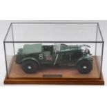 Airfix 1/12th scale kit built model of a Bentley 1930 4.5 Litre Supercharged, housed in a glazed
