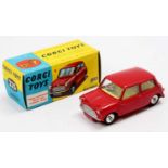 Corgi Toys No. 225 Austin Seven, comprising red body with yellow interior and spun hubs, housed in