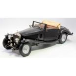 Pocher 1/8th scale kit built model of a Rolls Royce 2 Seater Car, finished in black with brown