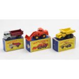Matchbox Lesney boxed model group of 3 comprising No. 3 Bedford Tipper, No. 6 Euclid Quarry Truck,