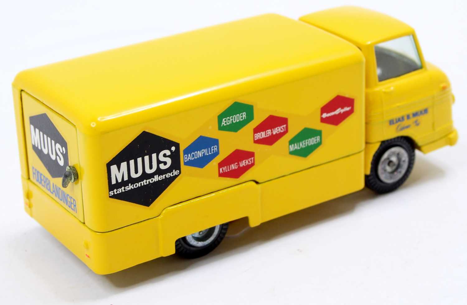 Tekno No. 457 Volvo Express Van comprising a yellow body, cast hubs, clear windows, with 'MUUS' - Image 2 of 2