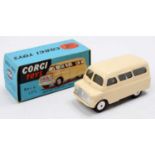 Corgi Toys No. 404 Bedford Dormobile Personnel Carrier, cream body with smooth roof, smooth hubs